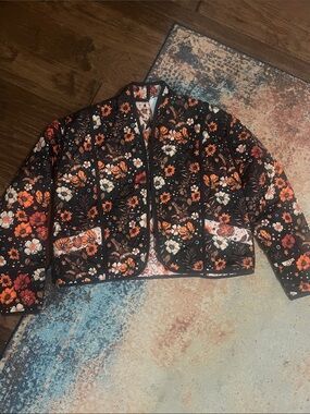 REVERSIBLE Women’s Simply Southern Quilted Floral Jacket with Orange Accents